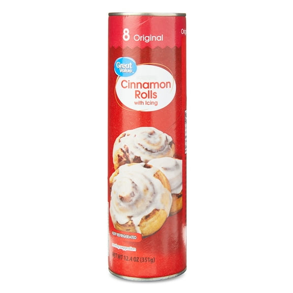 Great Value Cinnamon Roll Dough with Icing, 12.4 oz, 8 Count