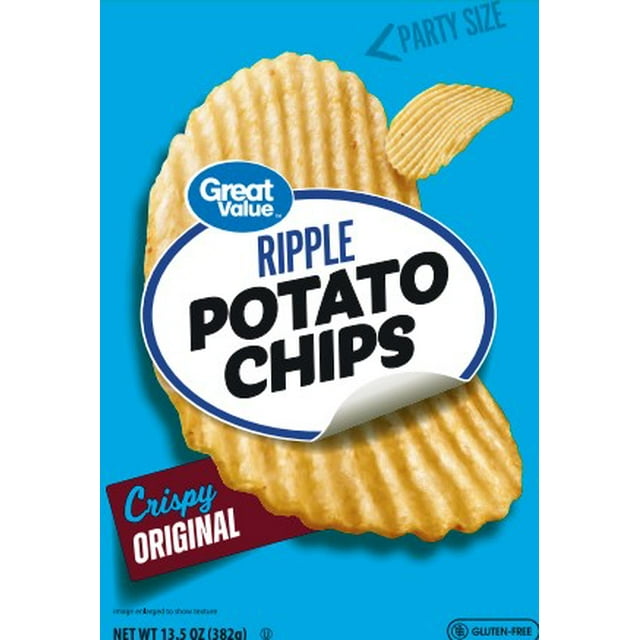 Great Value Original Rippled Potato Chips Party Size!, 13.5 oz