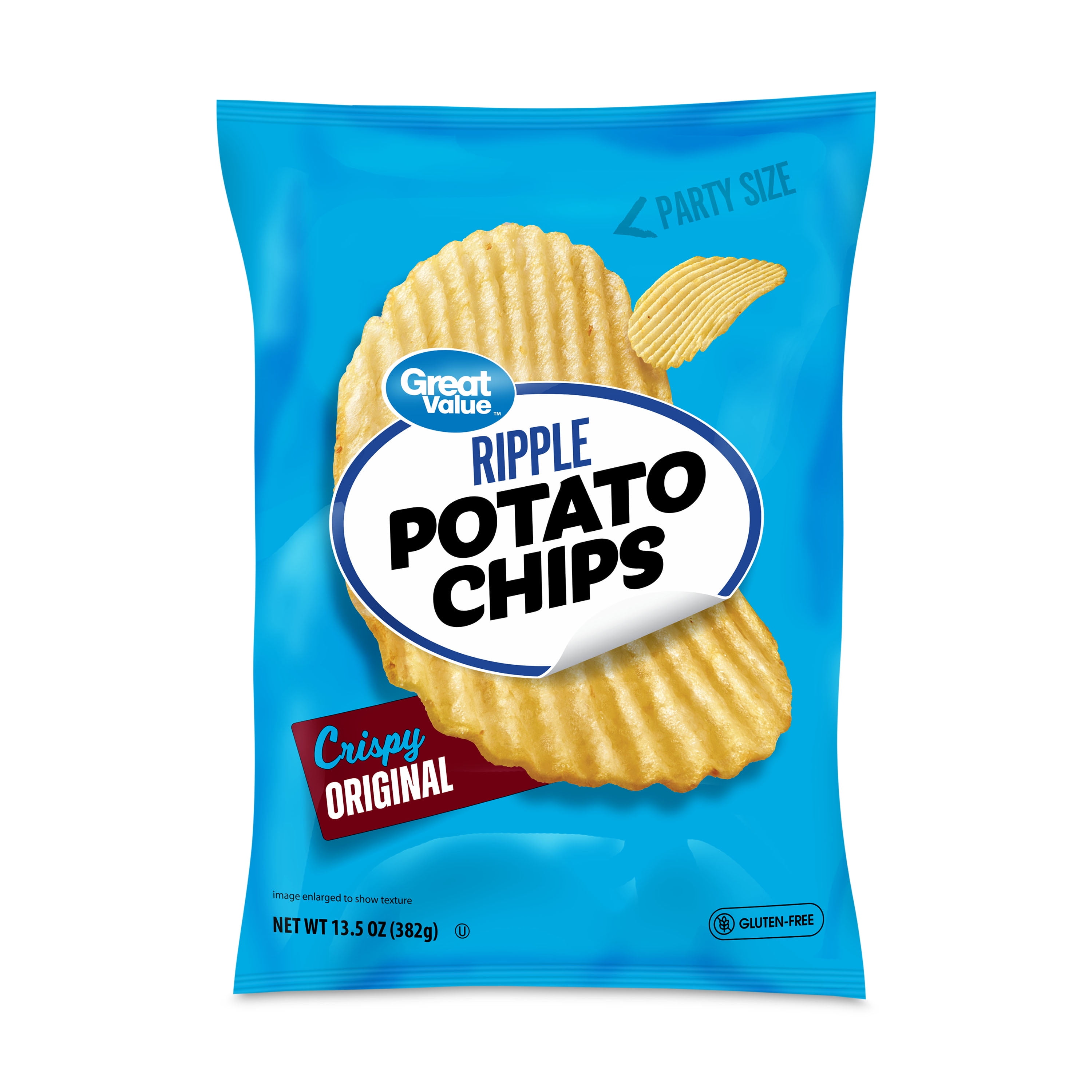 Great Value Original Rippled Potato Chips Party Size!, 13.5 oz