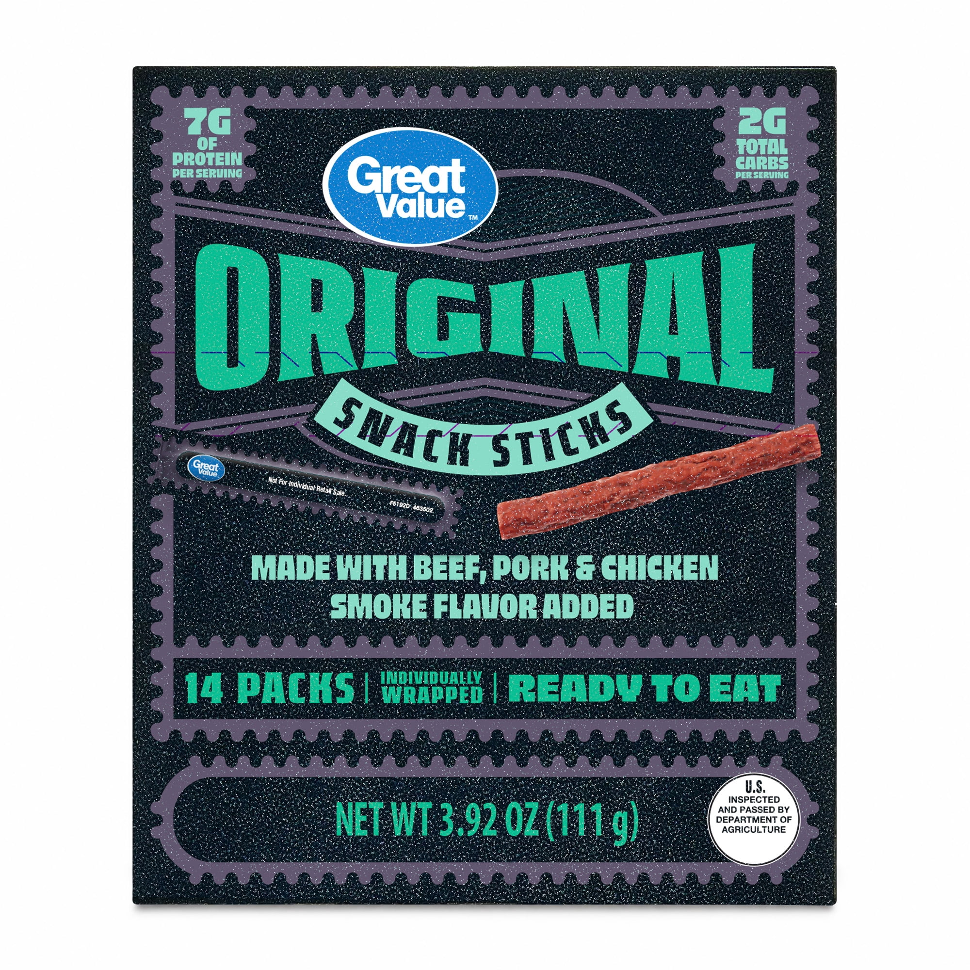 Great Value Snack Meat Sticks, Original, 3.92 oz, 14 Count, 9g
