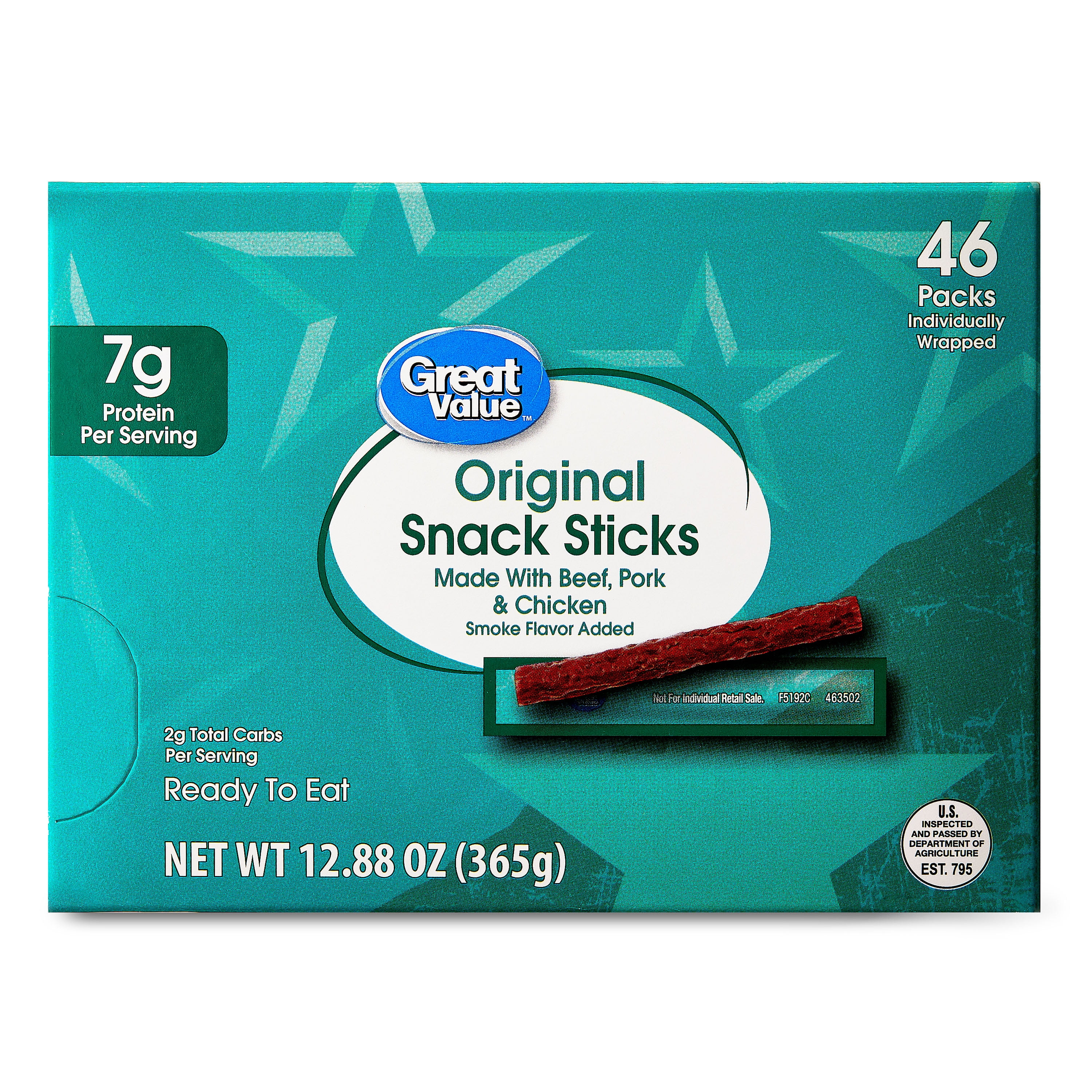 Great Value Original Snack Meat Sticks, 46 Count