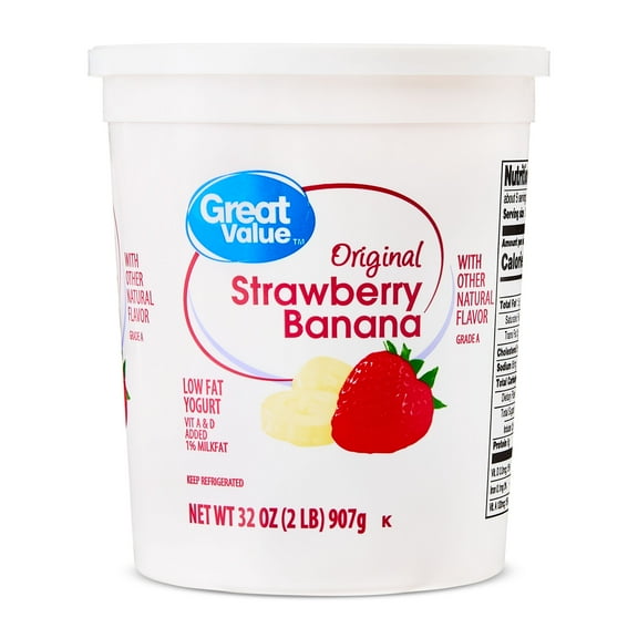 Great Value Original Strawberry Banana Low-fat Yogurt, 32 oz
