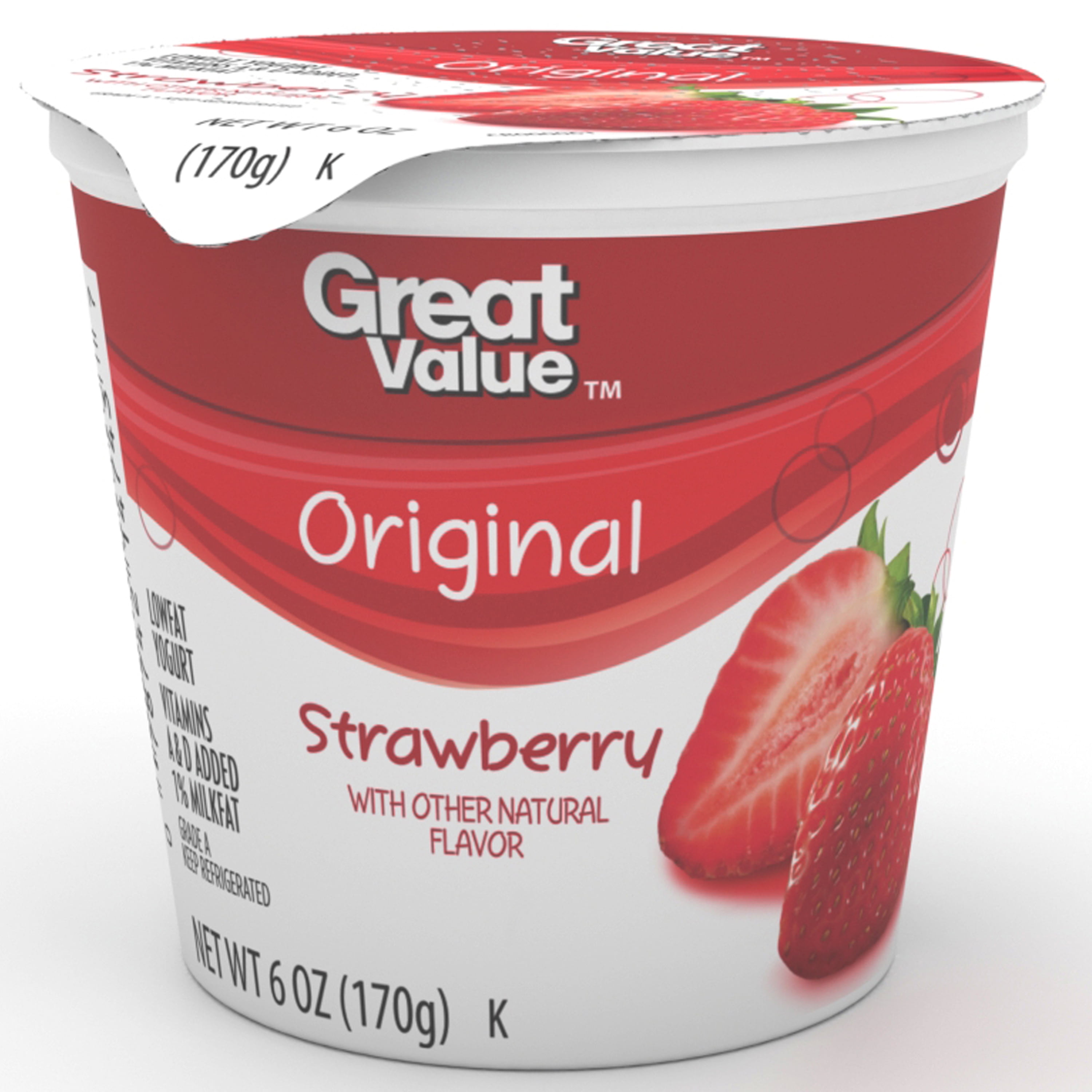 Great Value Original Strawberry Lowfat Yogurt, 6 oz