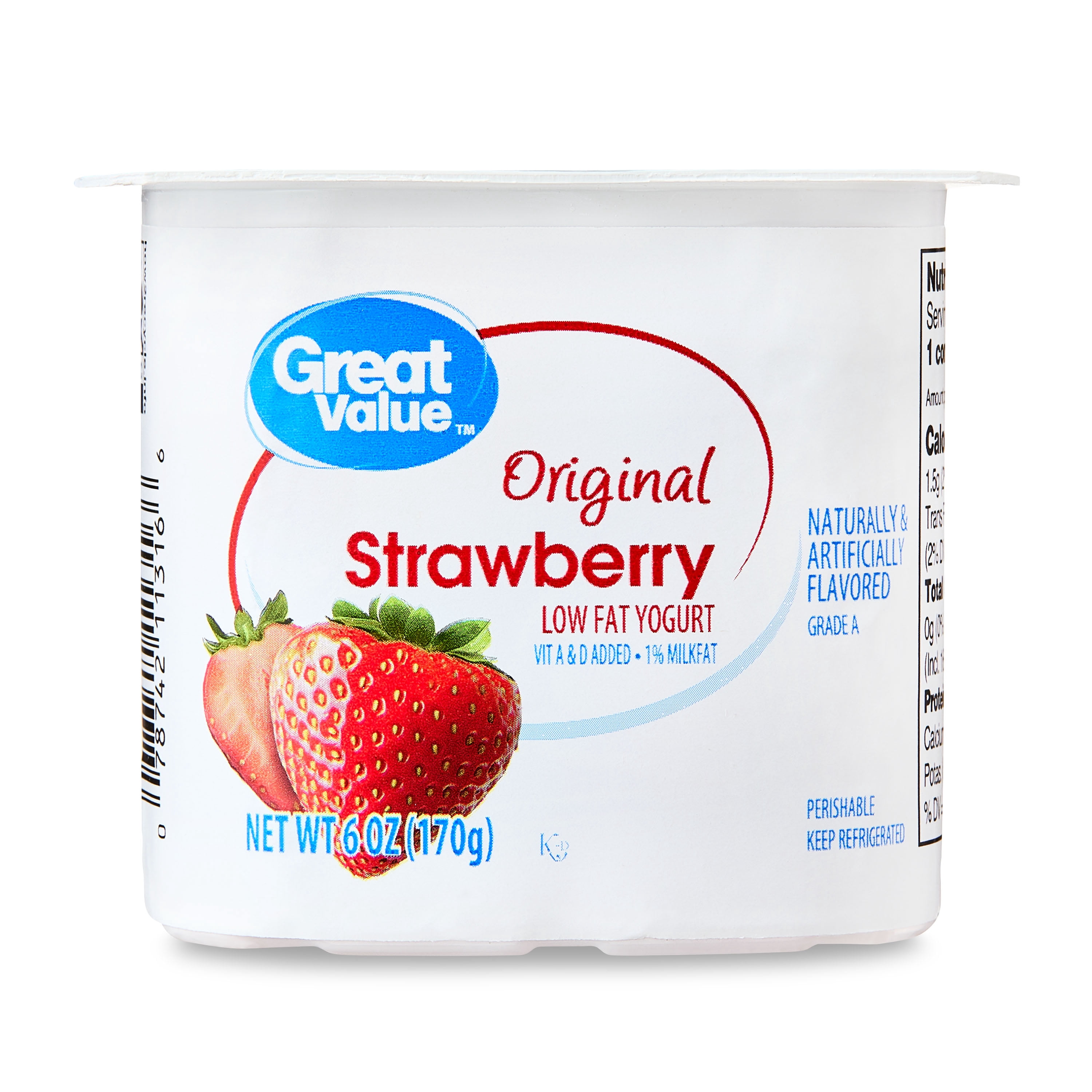 Great Value Original Strawberry Low-fat Yogurt, 6 oz