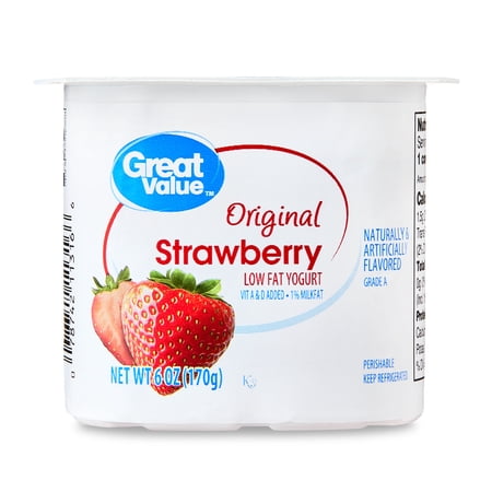Great Value Original Strawberry Low-fat Yogurt, 6 oz