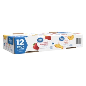 Great Value Original Strawberry and Peach Low-fat Yogurt, 6 oz Cups, 12 Pack