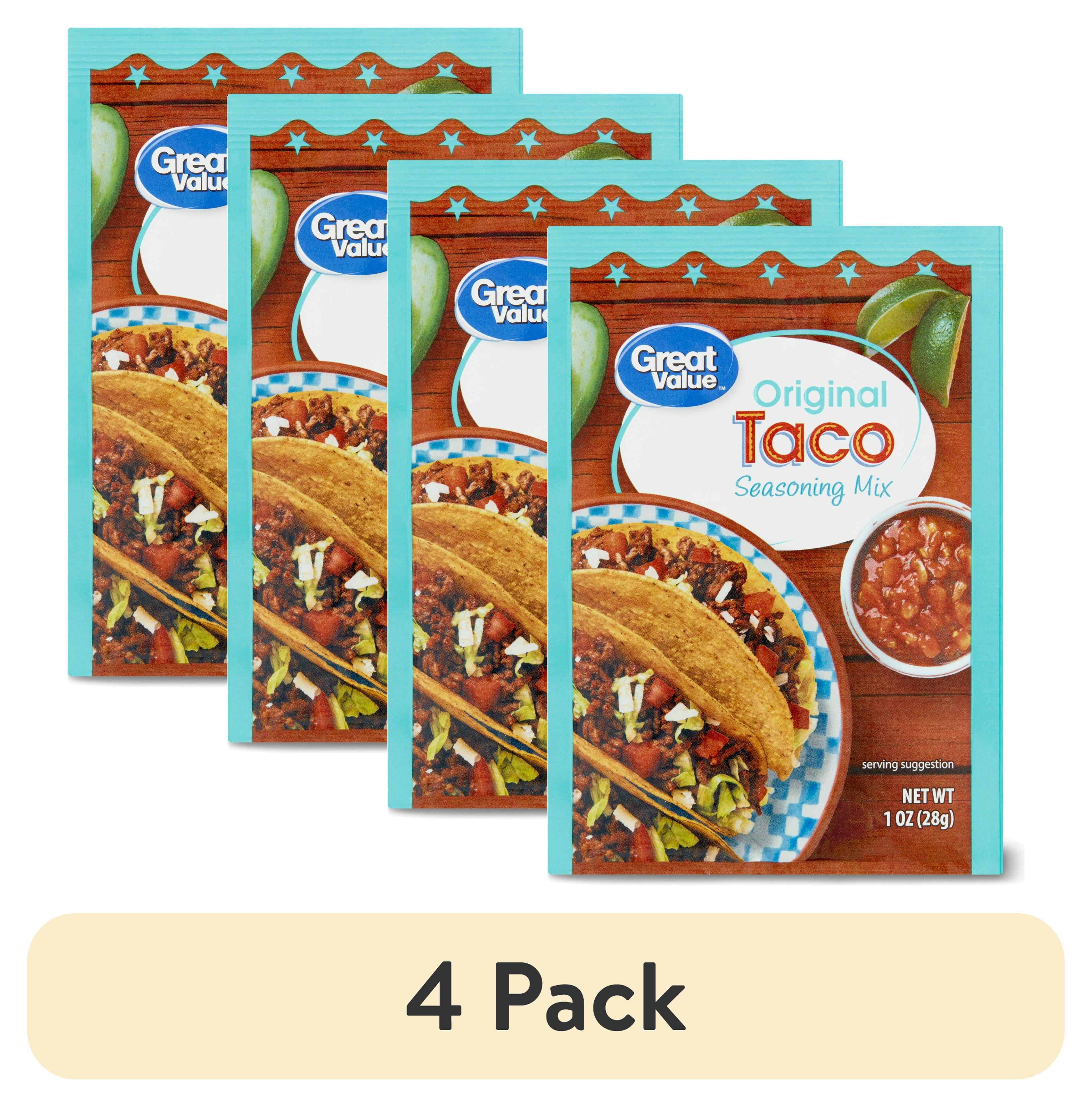 (4 pack) Great Value Original Taco Seasoning Mix, 1 oz