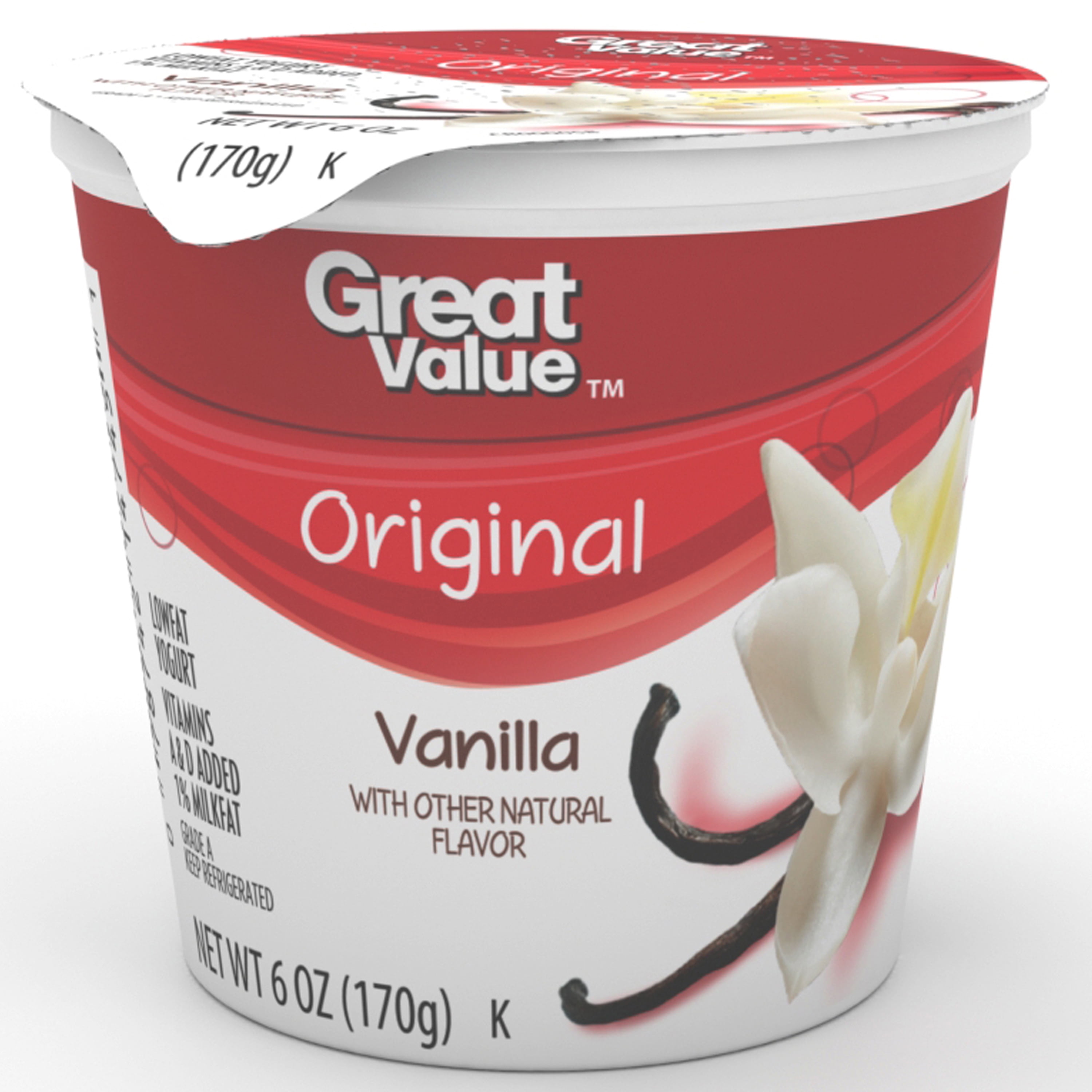 Great Value Original Vanilla Lowfat Yogurt, 6 oz