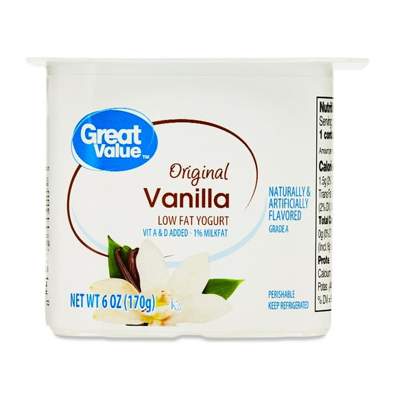 Great Value Original Vanilla Low-fat Yogurt, 6 oz