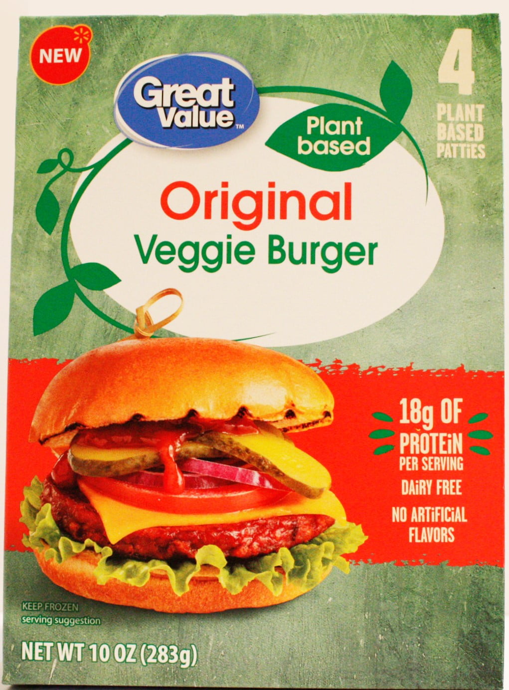Great Value Original Veggie Burger Patties, 10 oz, 4 Ct