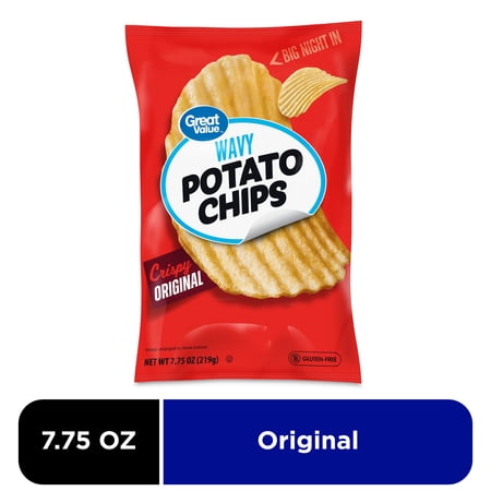 Great Value Original Wavy Potato Chips, 7.75 oz