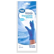 Great Value Puncture Resistant Nitrile Disposable Multipurpose Cleaning Gloves, Blue, 10 Count