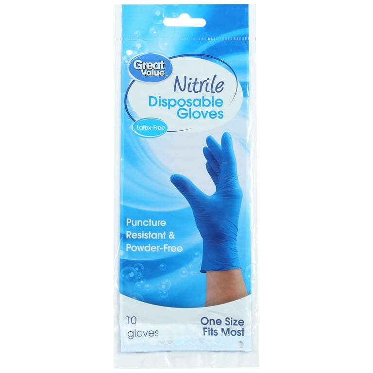 Great Value Pack of 10 Blue Nitrile Disposable Gloves for Cleaning
