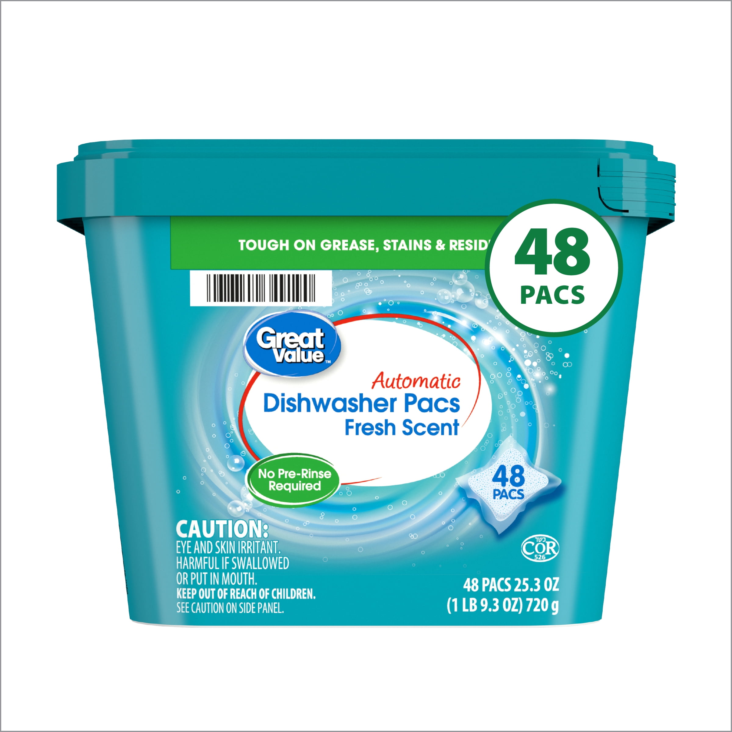 Great Value Pacs Dishwasher Detergents, Clean Fresh Scent, 25.3 Ounce