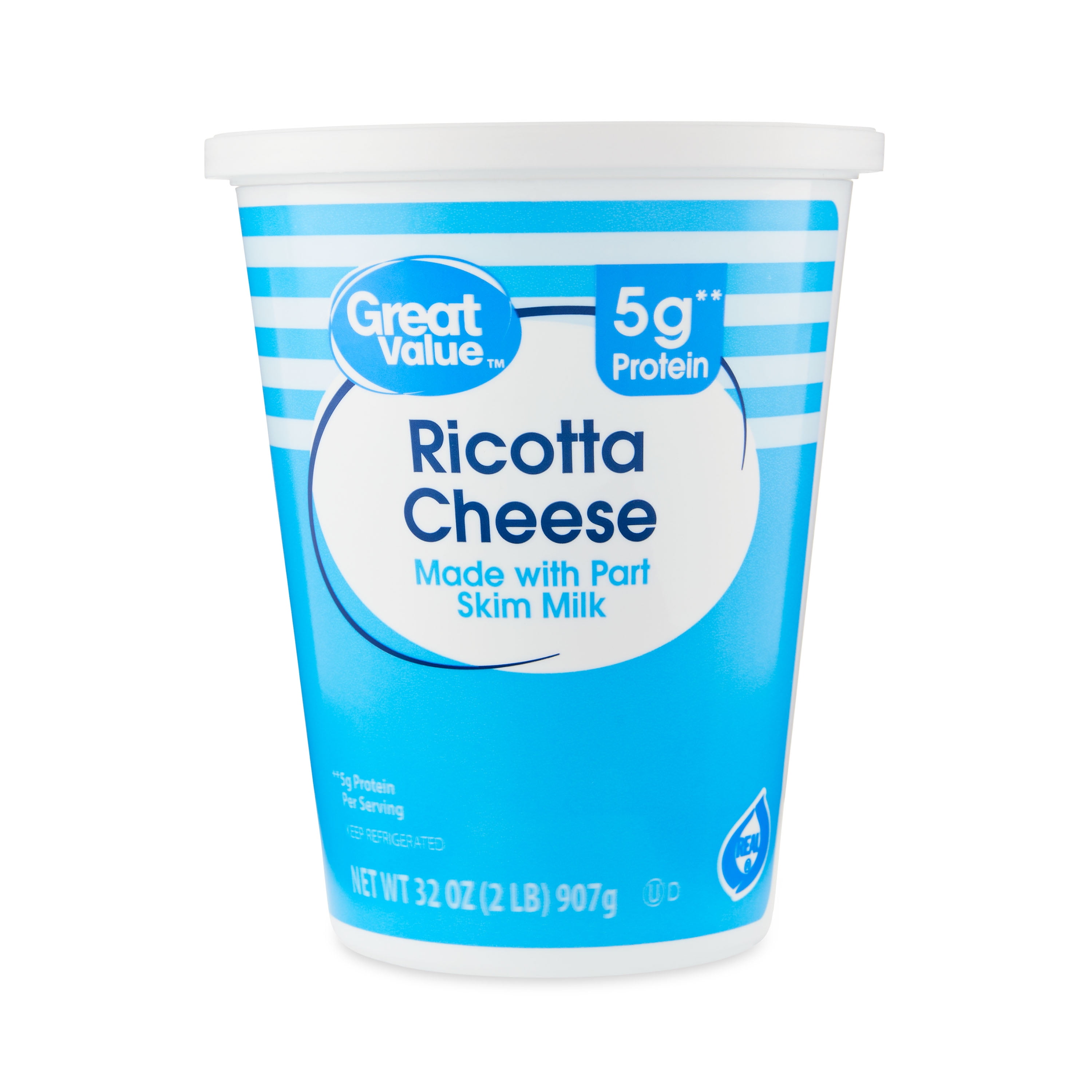 Great Value Part Skim Ricotta Cheese, 32 oz (Refrigerated)