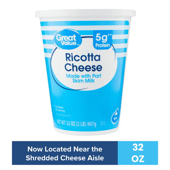 Great Value Part Skim Ricotta Cheese, 32 oz Tub