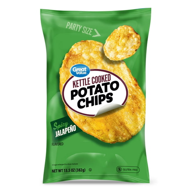Great Value Kettle Cooked Jalapeno Flavored Potato Chips, Party Size