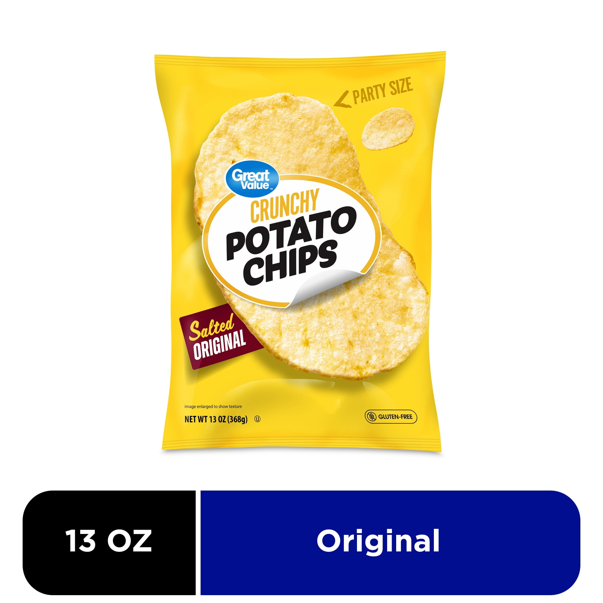 Great Value Original Potato Chips Party Size, 13 oz