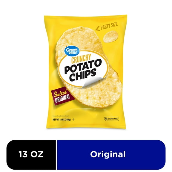 Great Value Original Potato Chips Party Size, 13 oz