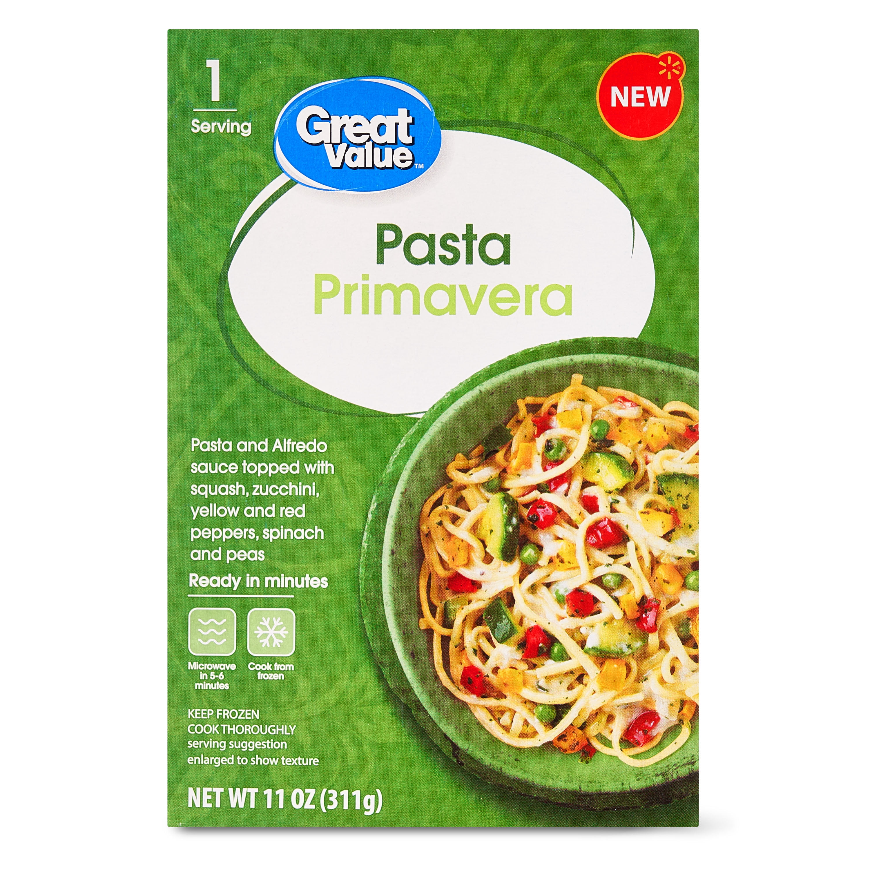 Great Value Pasta Primavera, 11 oz (Frozen)