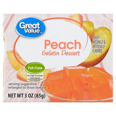 Great Value Peach Gelatin Dessert, 3 Oz