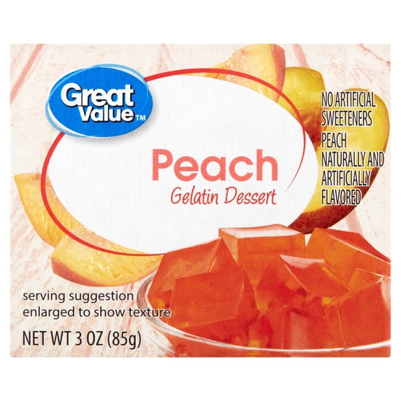 Great Value Peach Gelatin Dessert, 3 oz