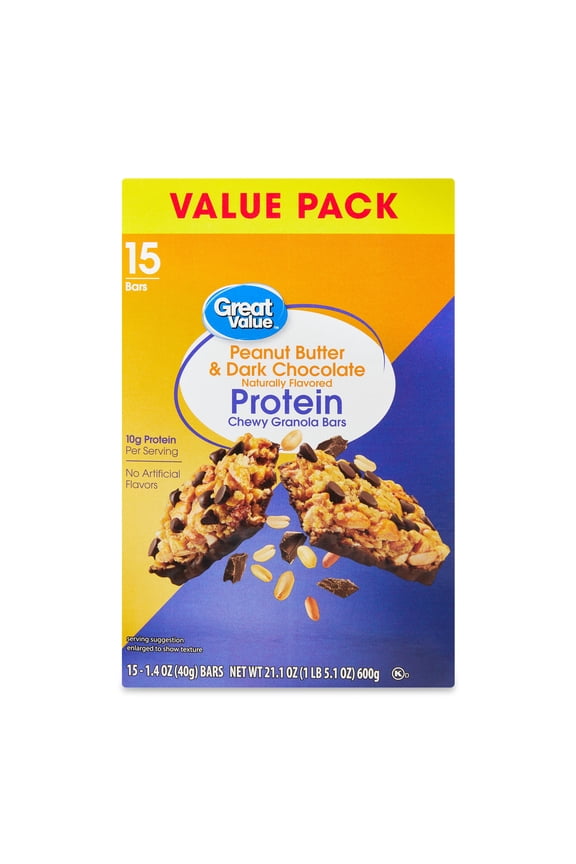 Peanut Butter and Dark Chocolate Protein Bars, 21.1 oz, 15 Count