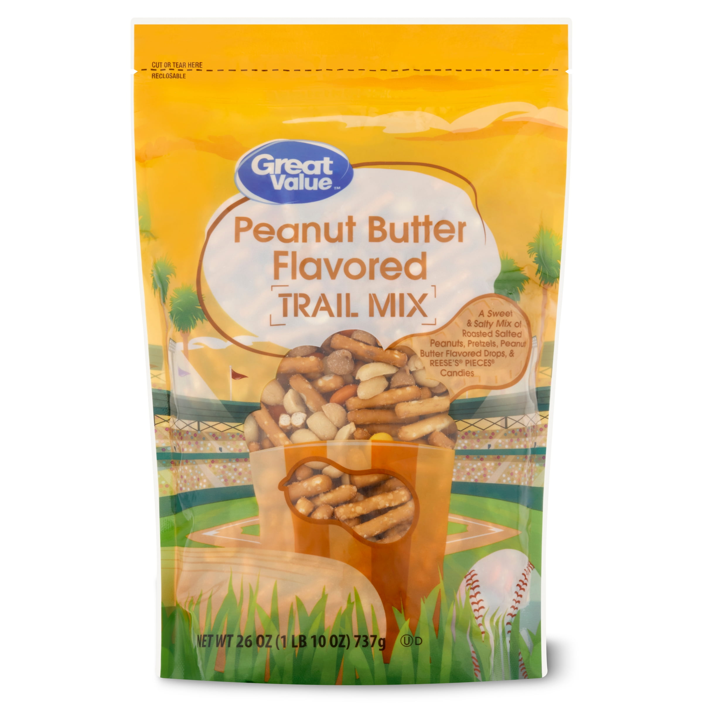 Udled hjul sne Great Value Peanut Butter Flavored Trail Mix Made with Reese's Pieces, 26  oz - Walmart.com