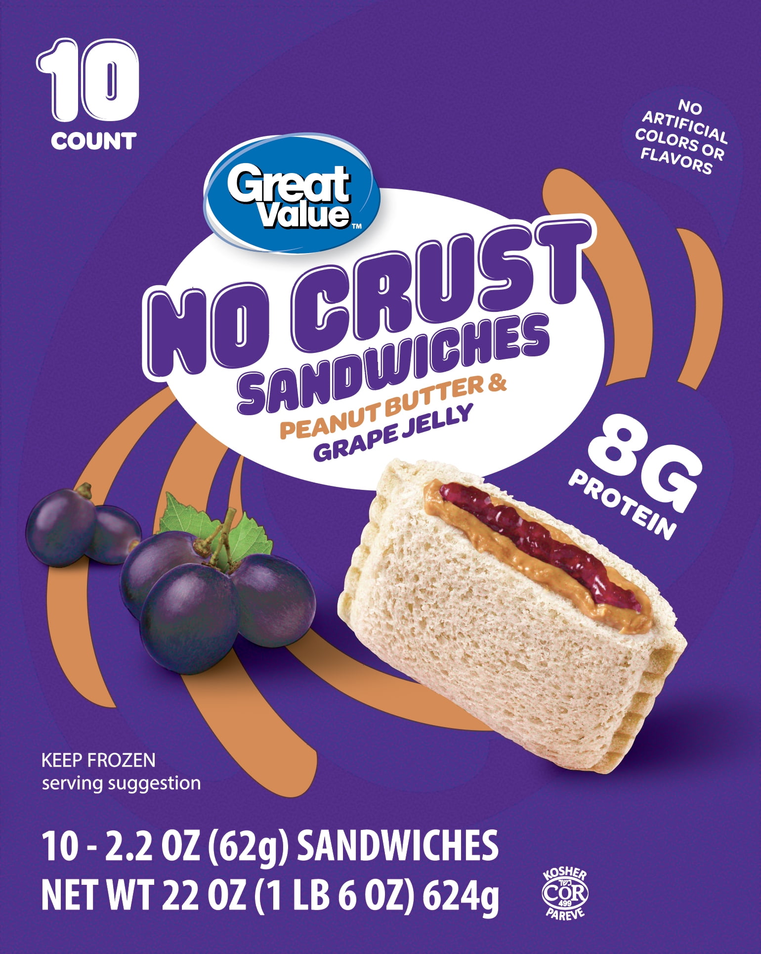 Great Value Peanut Butter & Grape Jelly Sandwiches, 10 Count, 2.2 oz