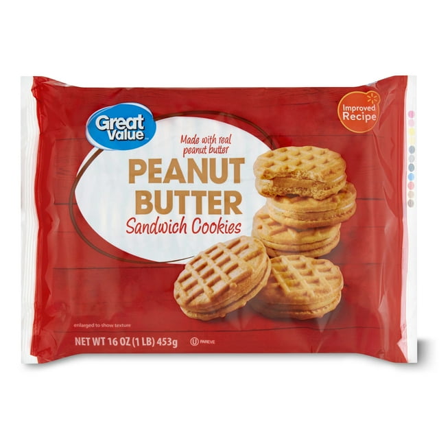 Great Value Peanut Butter Sandwich Cookies, 16 oz, Shelf-Stable/Ambient ...