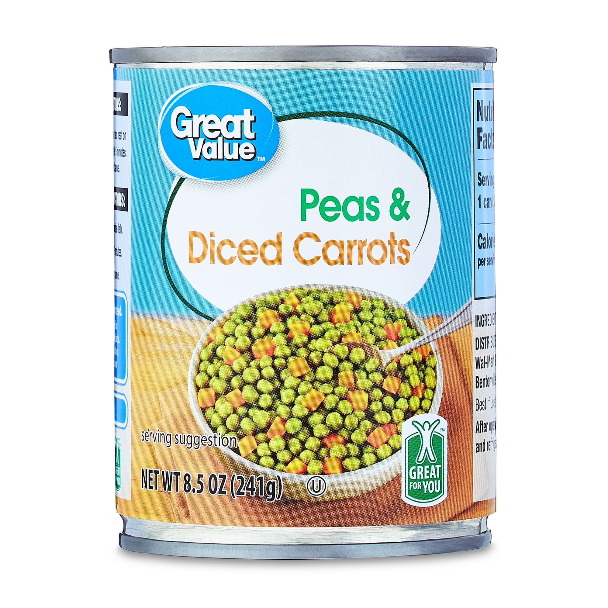 Great Value Peas & Diced Carrots, 8.5 oz Can Great Value Peas & Diced Carrots, 8.5 oz Can