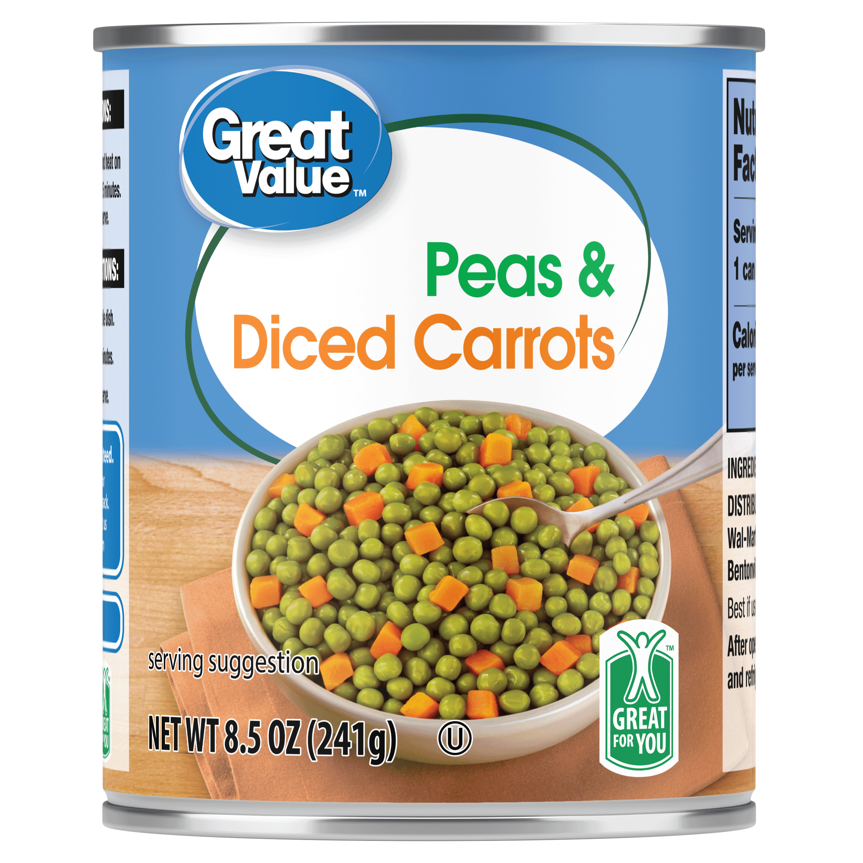 (6 pack) Great Value Peas & Diced Carrots, 8.5 oz Can - Walmart.com