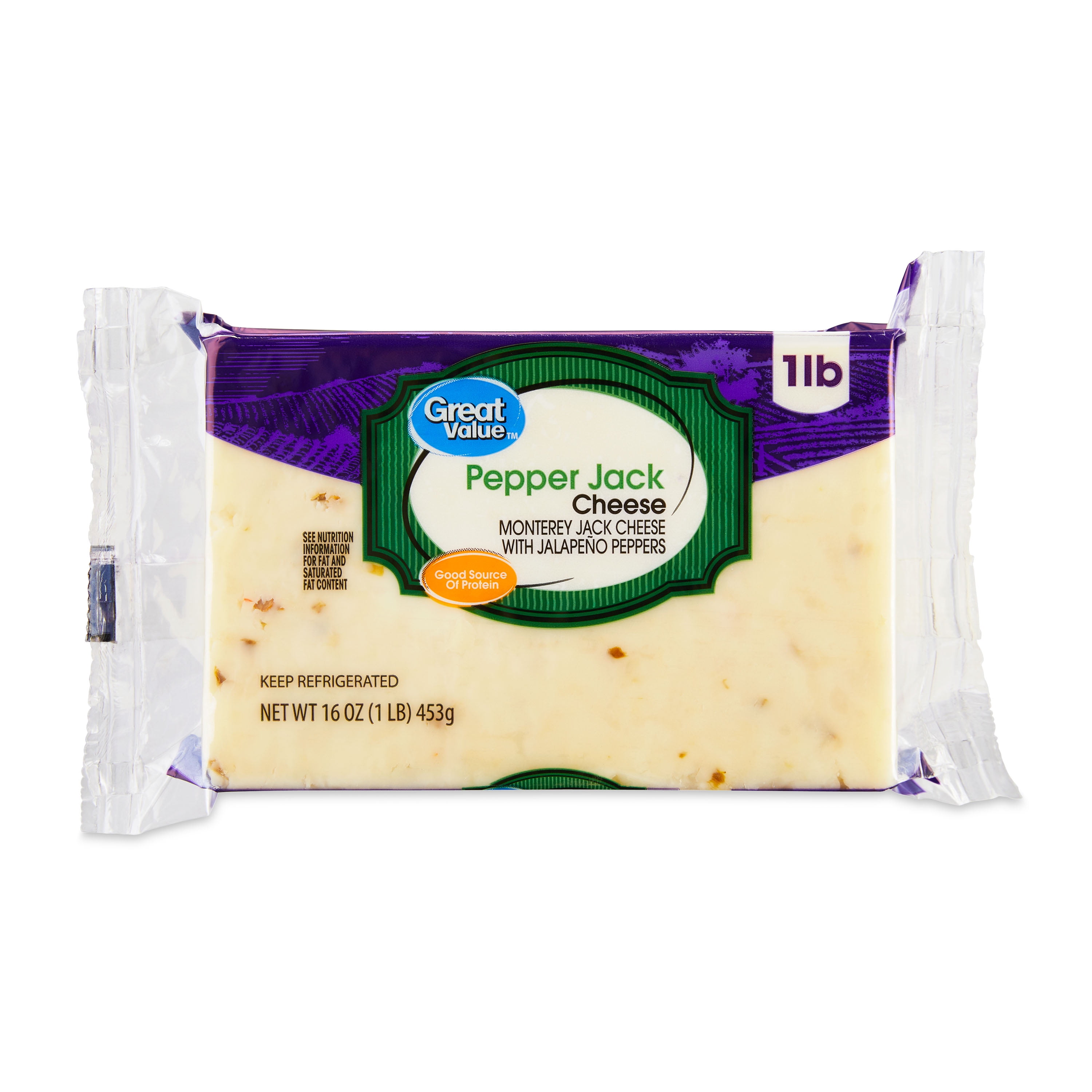 Great Value Pepper Jack Cheese, 16 oz Block (Plastic Packaging)