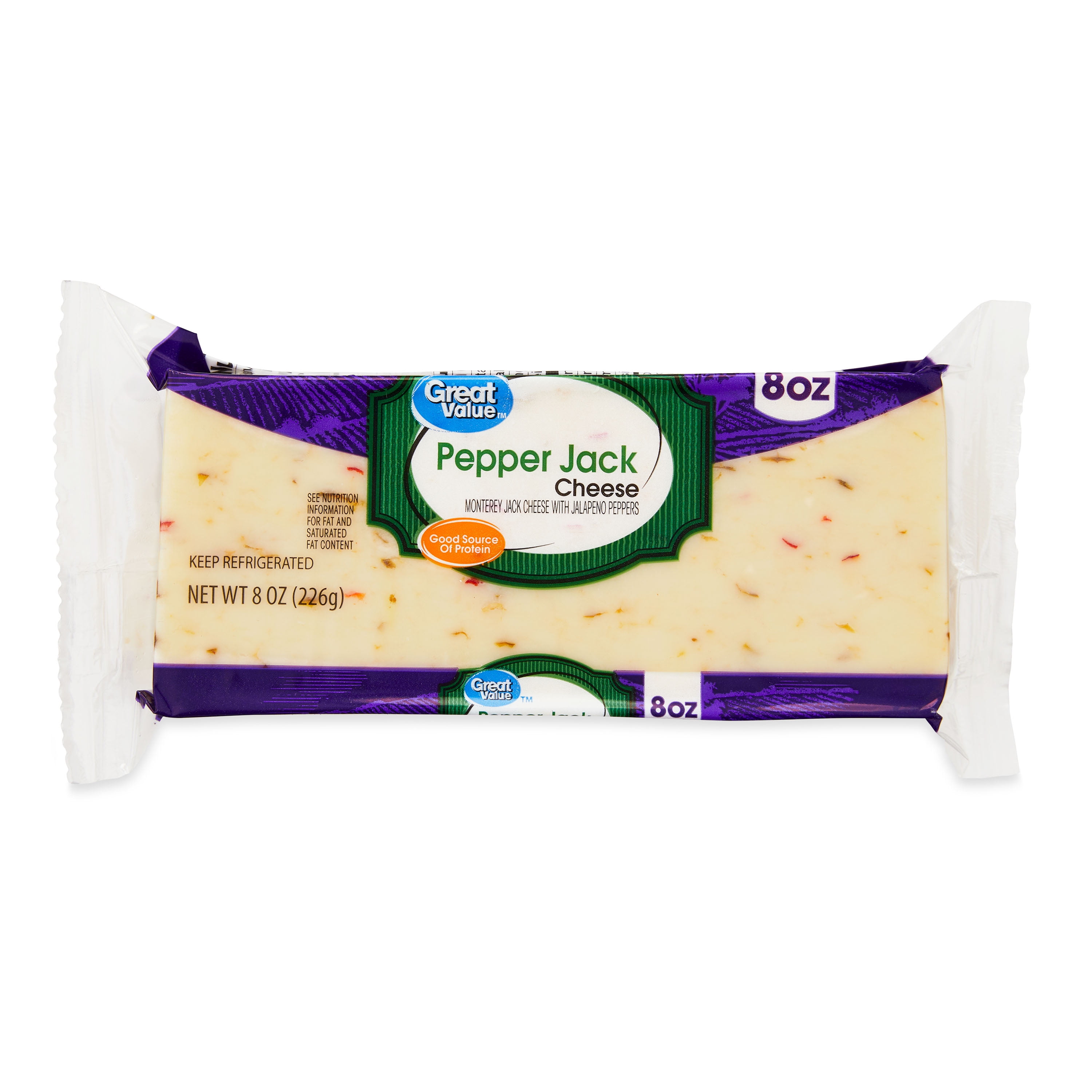 Great Value Pepper Jack Cheese Block, 8 oz