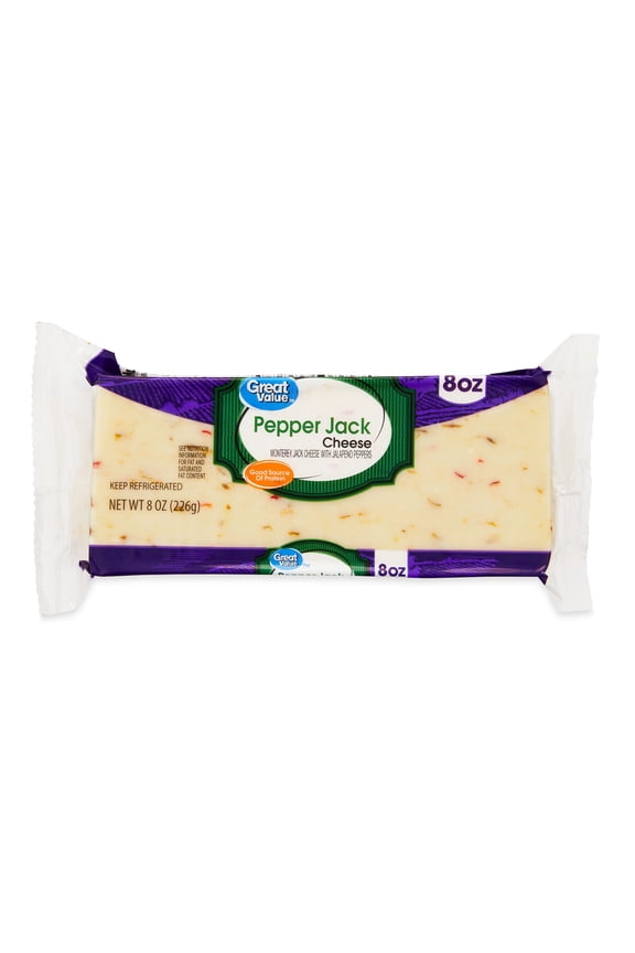 Pepper Jack Block Cheese, 8 oz Chunk