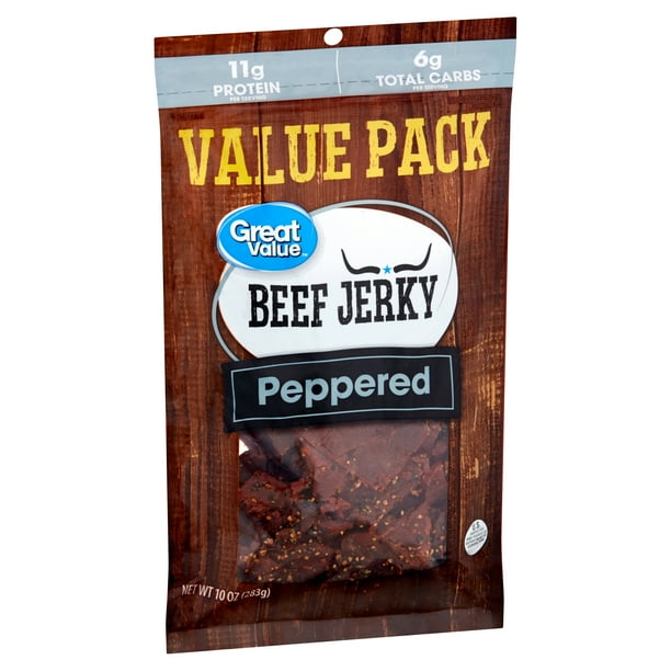 Great Value Peppered Beef Jerky Value Pack, 10 Oz.