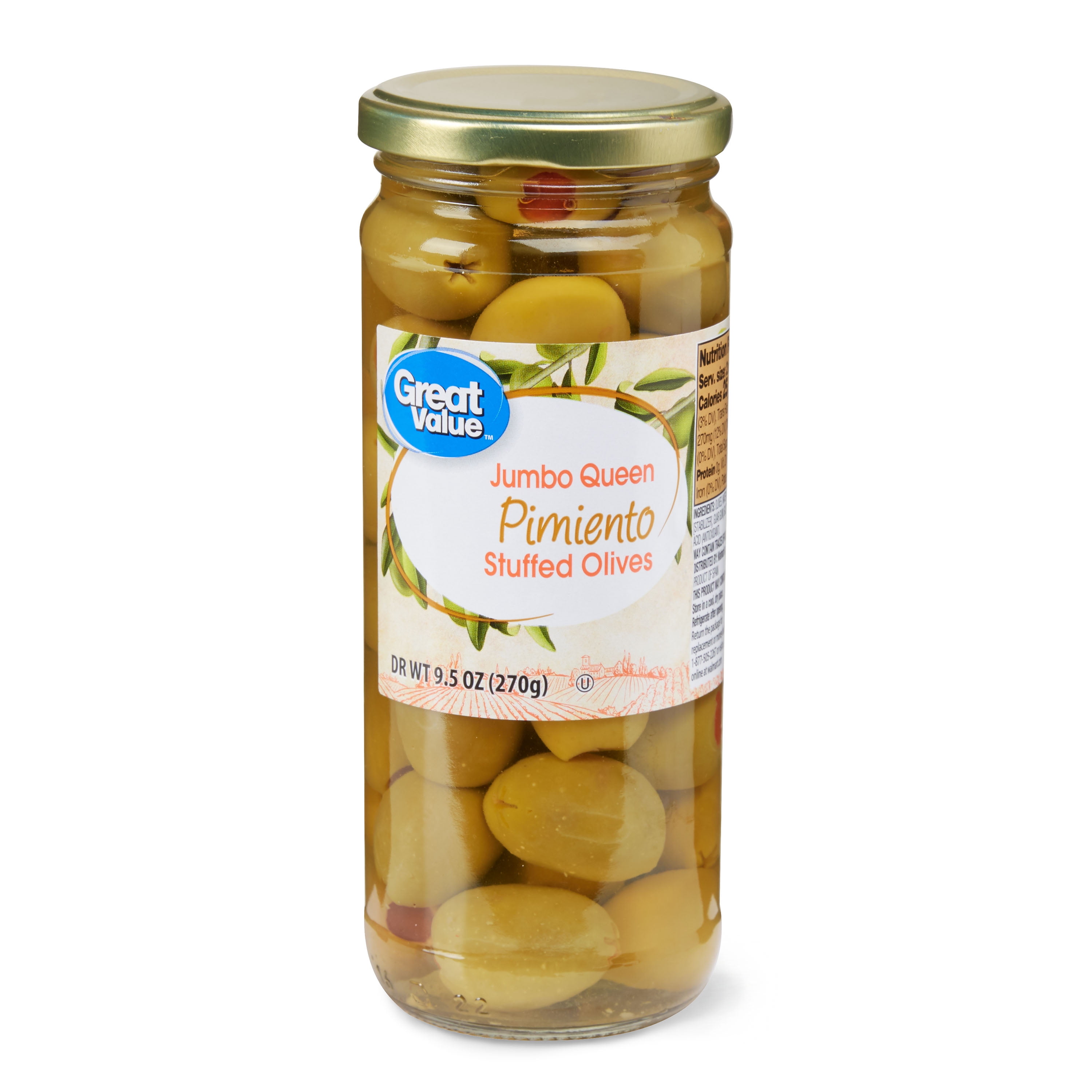 Great Value Pimento Stuffed Queen Olives, 9.5 oz