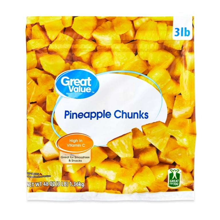 Great Value Frozen Pineapple Chunks 48 oz Juicy Fruit with Vitamin