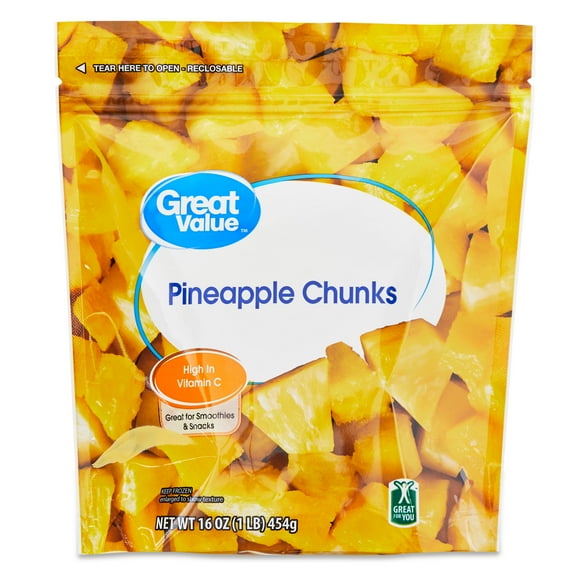 Great Value Pineapple Chunks, Frozen, 16 oz