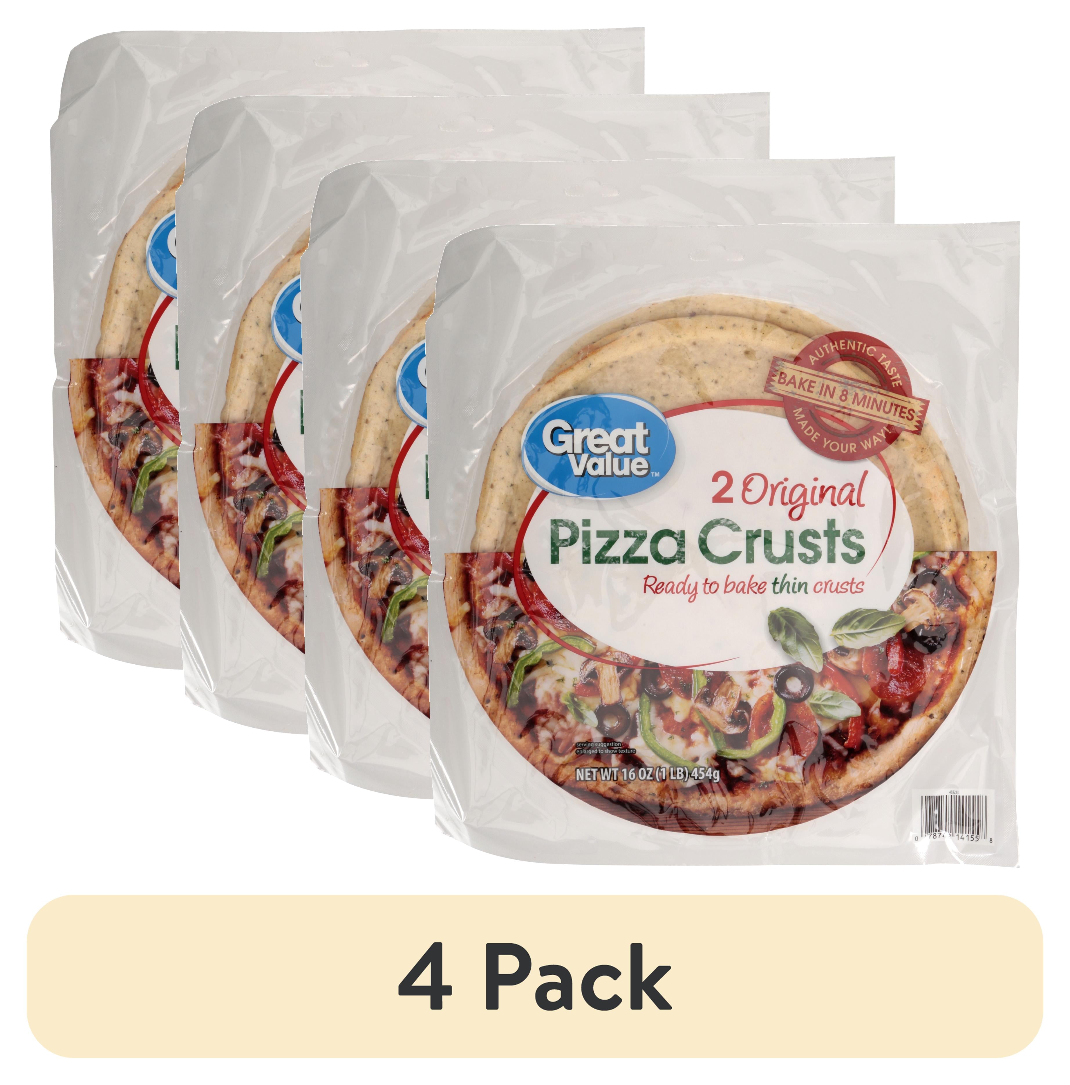 (4 pack) Great Value Pizza Crusts, Original, 2 Count