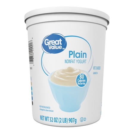 Great Value Original Plain Nonfat Yogurt, 32 oz Tub
