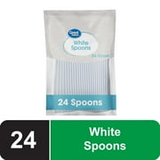 Great Value Plastic Basic White Disposable Spoons, 24 Count