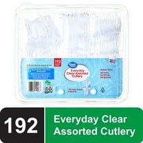 Great Value Plastic Everyday Clear Assorted Cutlery, 192 Count