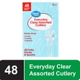 thumbnail image 1 of Great Value Plastic Everyday Clear Assorted Cutlery, 48 Count includes 16F/16S/16K, 1 of 9