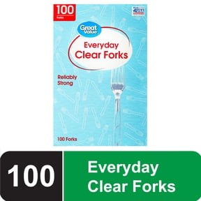 Great Value Everyday Clear Disposable Forks, 100 Count