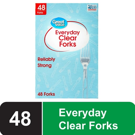 Great Value Plastic Everyday Clear Forks, 48 Count