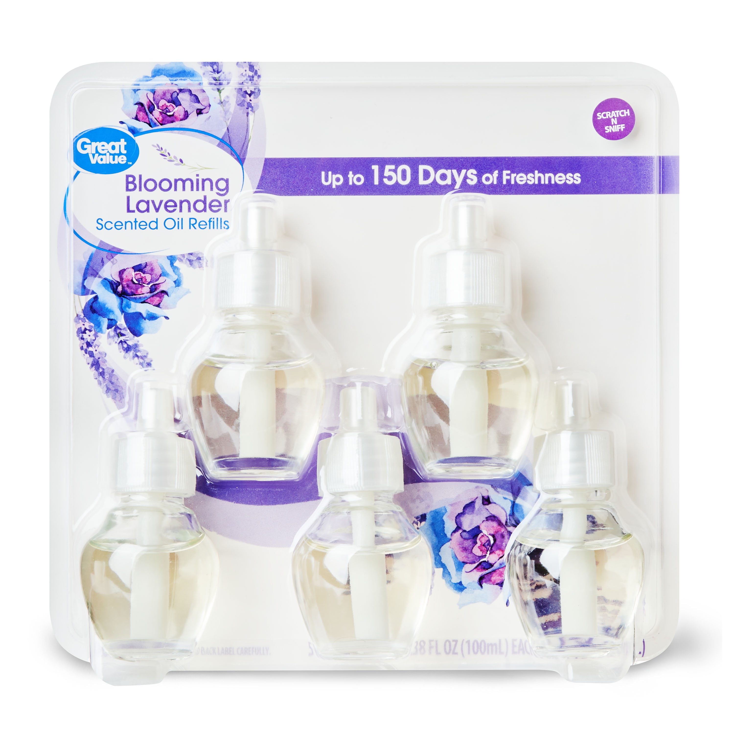 Great Value Plug In Scented Oil Refills, Blooming Lavender, 5 Count