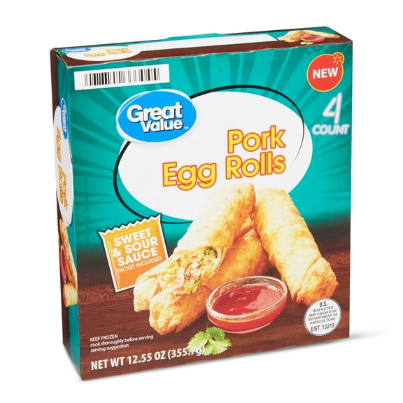 Great Value Pork Egg Rolls, 12.55 oz, 4 Count (Frozen)