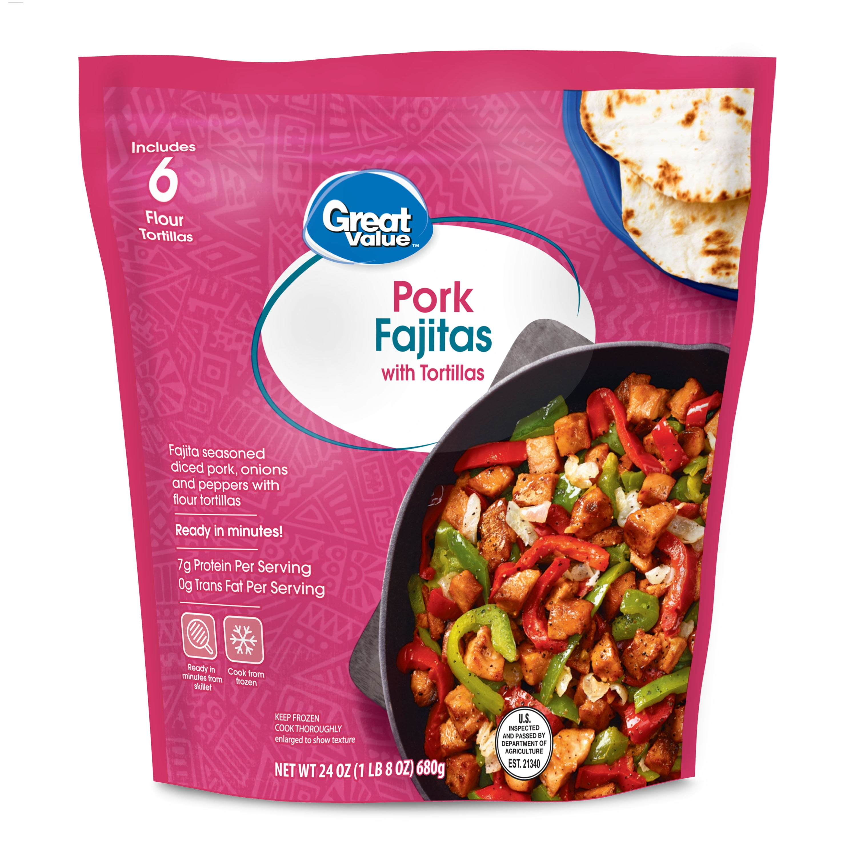 Great Value Pork Fajitas with Tortillas, 24 oz (Frozen)