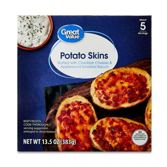 Great Value Potato Skins, Frozen Packaged Appetizer, 13.5oz